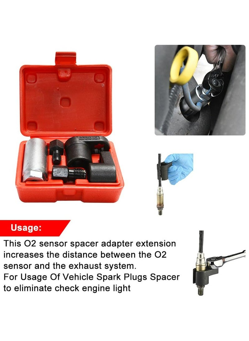 TLAXCA - 5 PCS Automotive O2 Oxygen Sensor Socket , 3/8" 1/2" Drive x 7/8" 22mm  Offset Wrench Remover Tool and Thread Chaser Tool Fits Most of Vehicles - Image 1