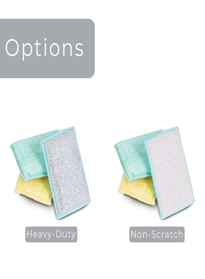 Smart Design Non Scratch Scrub Sponge with Bamboo Odorless Rayon Fiber - Set of 9 - Ultra Absorbent - Soft and Scrubber Side - Cleaning, Dishes, and Hard Stains - Spring - Yellow, Mint, Blue - Image 5
