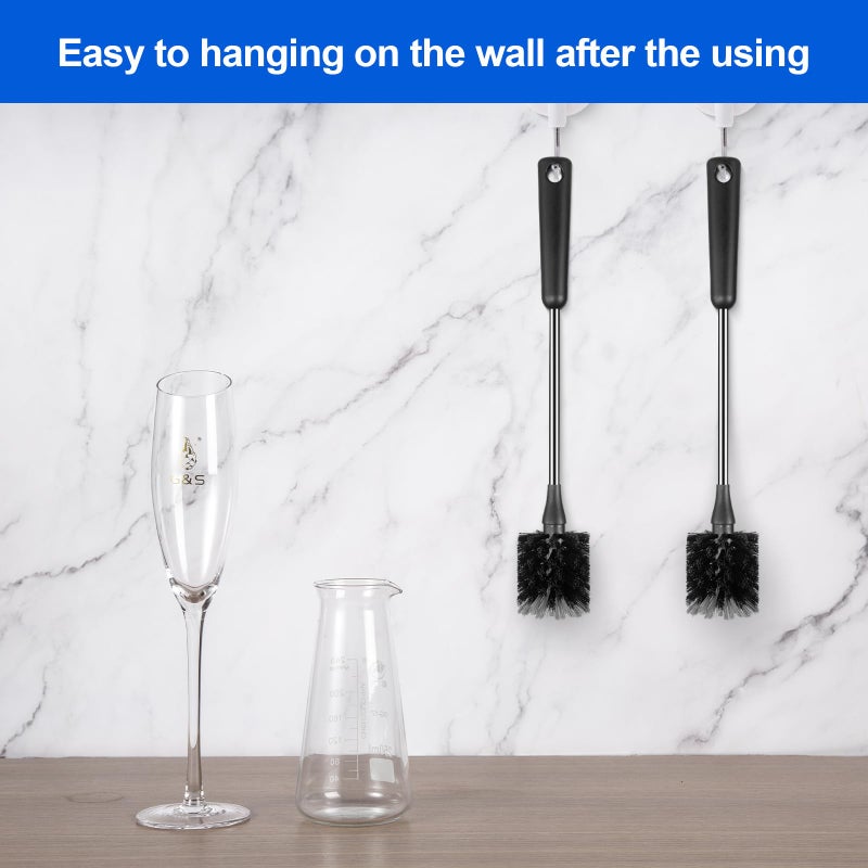 SweeBe Bottle Brush, Long Stainless Steel Handle Water Bottle Brush Cleaner, Sports Bottle Scrubber, Kitchen Scrub Cleaning Brushes for Beer Bottles, Cups, Wine Glasses, Coffee Mugs, Tumblers, Thermos - Image 5