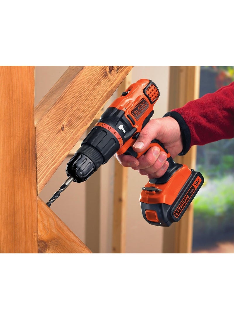 BLACK+DECKER Cordless Hammer Drill with 11 Torque Settings, 18V, Battery Not Included - BDCH188N-XJ - Image 2