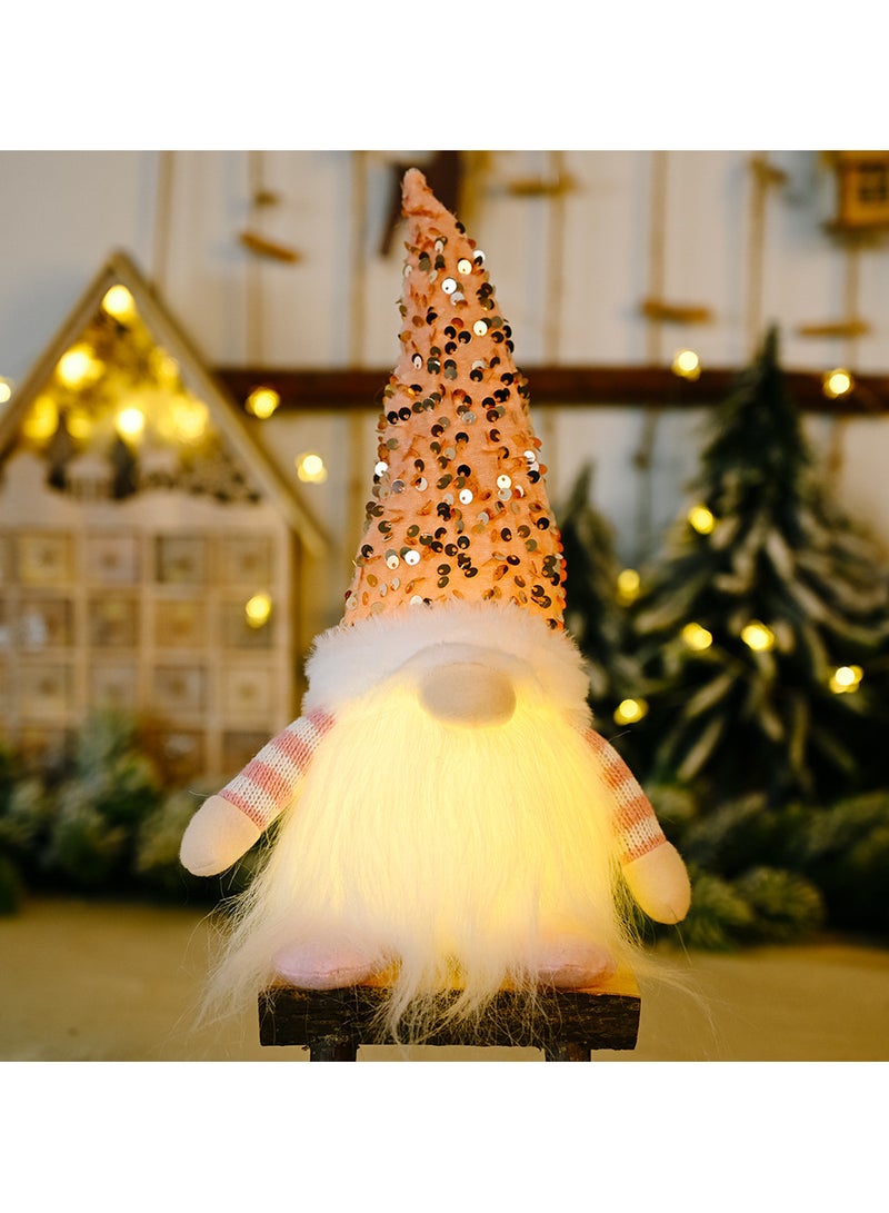 AUTOYSUR 1 قطعة زينة عيد الميلاد المتلألئة، فضي، وردي وأحمر - تماثيل دمى تومتي مضاءة، زينة عيد الميلاد - زينة سويدية، اسكندنافية نوردية لعيد الميلاد (وردي) - Image 1