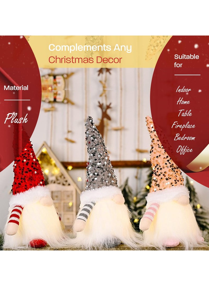 AUTOYSUR 1 قطعة زينة عيد الميلاد المتلألئة، فضي، وردي وأحمر - تماثيل دمى تومتي مضاءة، زينة عيد الميلاد - زينة سويدية، اسكندنافية نوردية لعيد الميلاد (وردي) - Image 4