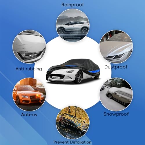 Molebt Car Cover for Coupe Sports Car Waterproof All Weather, Universal Fit Mazda Miata/MX-5, Toyota MR2, BMW Z3, Honda S2000, Saturn Sky, Volkswagen Cabrio, Mercedes-Benz SLK-Class etc. - Image 3