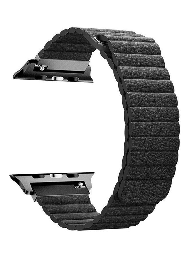 NIBEMINENT Universal Leather Magnetic Band For Apple Watch Series 4/ 3/ 2/ 1 Black - Image 1
