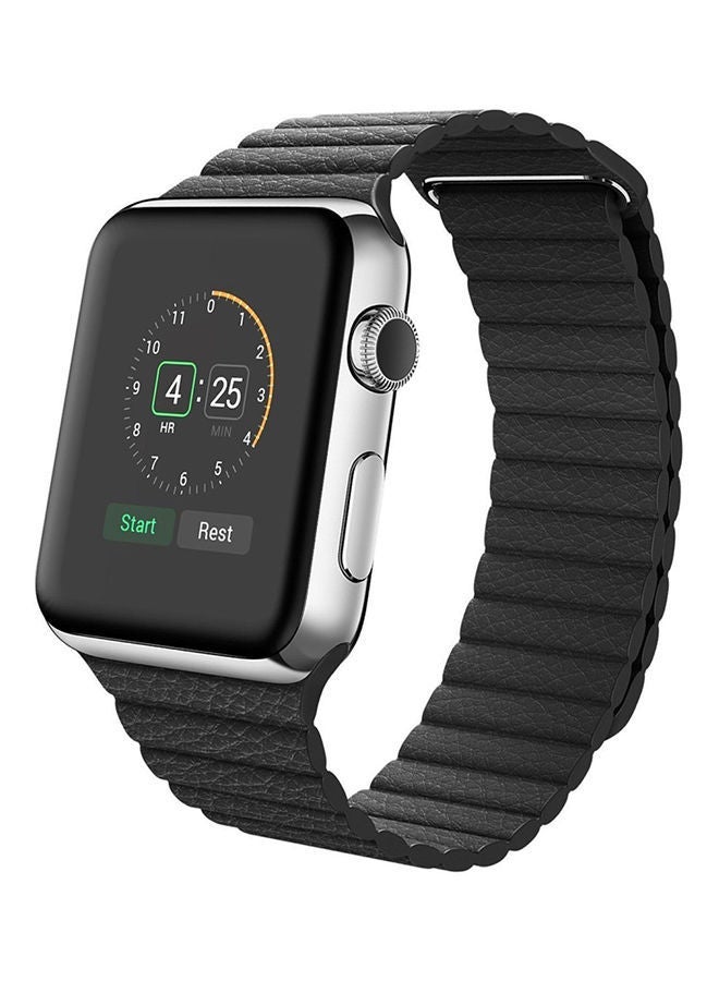 NIBEMINENT Universal Leather Magnetic Band For Apple Watch Series 4/ 3/ 2/ 1 Black - Image 2