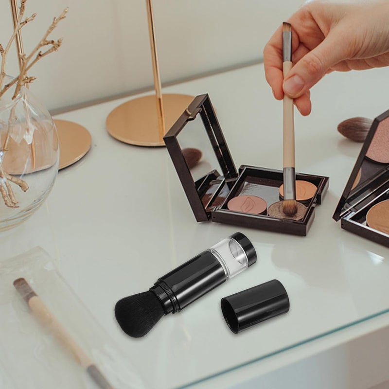 Powder Makeup Brush Portable Blush Brush with Black Synthetic Fiber Bristles for Women Loose Powder and Blush Application Tool for Travel - Image 3