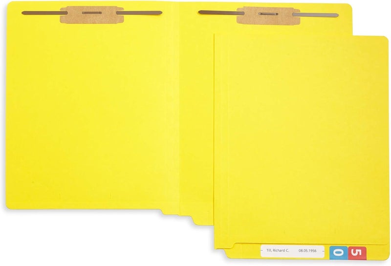 Blue Summit Supplies 50 Yellow End Tab Fastener File Folders - Reinforced Straight Cut Tab - Durable 2 Prongs Designed to Organize Standard Medical Files, Receipts, Office Reports, and More - Letter Size, Yellow, 50 Pack - Image 3