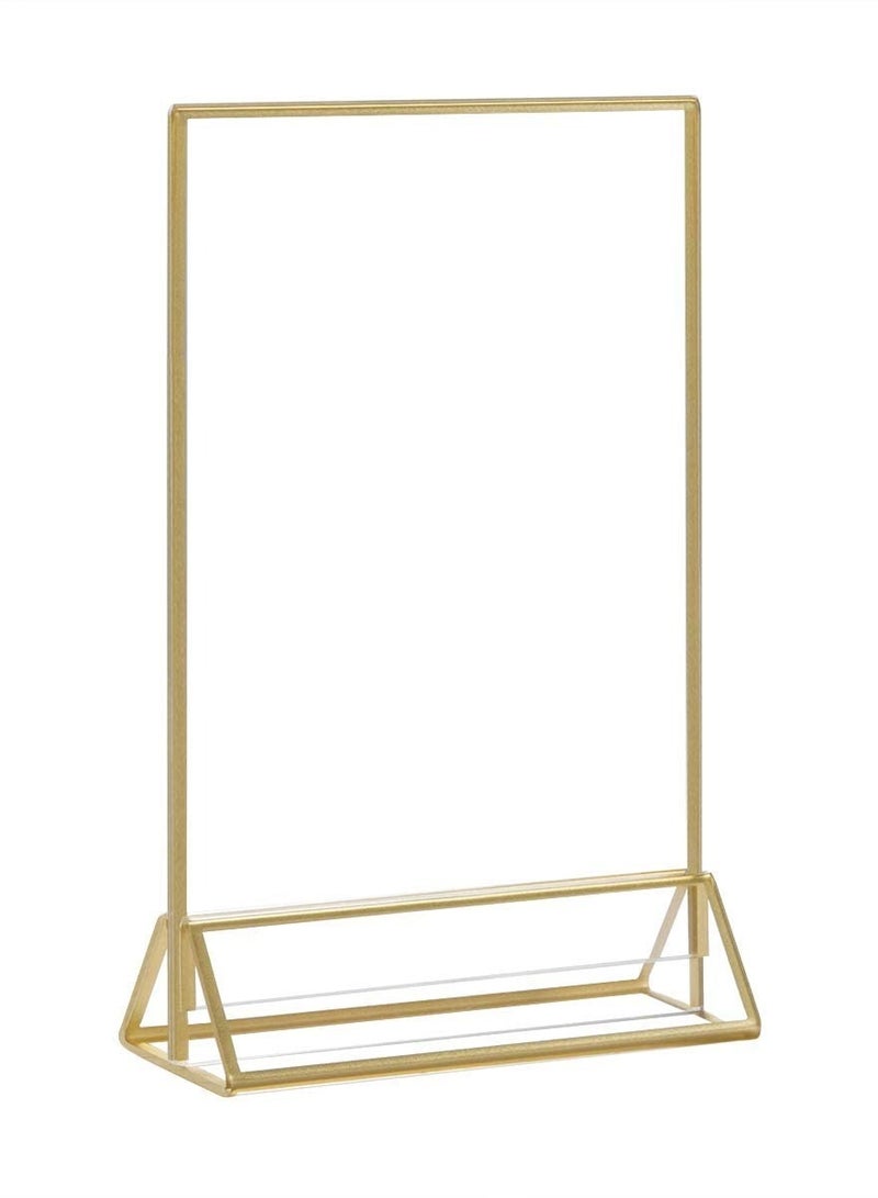 SOLARAE 6-Pack Clear Acrylic Table Card Holders, Double-Sided Frames with Gold Border and Removable Vertical Stand for Photo Display, Wedding Table Numbers, Restaurant Signs, Menu Holders (5 x 7 inches) - Image 2