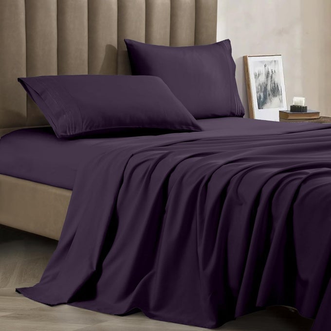 PREMIUM 1800 HOTEL QUALITY WRINKLERESISTANT 4PIECE MICROFIBER SHEET SET LUXURY ULTRA SOFT AND BREATHABLE BEDDING 16 INCH DEEP POCKET 4PC SHEET SET FULL PURPLE