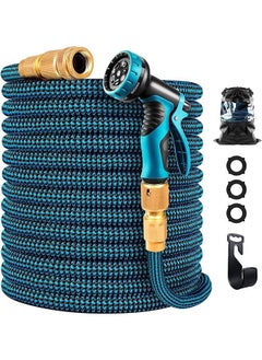 Arabest Expandable Garden Hose 50FT Flexible Water Hose 50FT with 10 Spray Nozzle Durable 3-Layer Latex Car Wash Hose with Solid Brass Connector Leakproof Lightweight Pipe for Watering Washing  - Image 1
