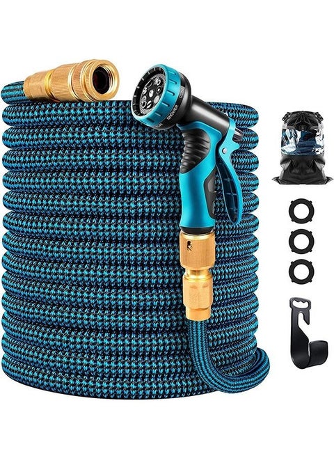 Expandable Garden Hose 50FT Flexible Water Hose 50FT with 10 Spray Nozzle Durable 3-Layer Latex Car Wash Hose with Solid Brass Connector Leakproof Lightweight Pipe for Watering Washing