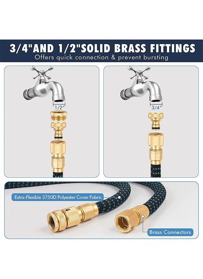 Arabest - Expandable Garden Hose 50FT Flexible Water Hose 50FT with 10 Spray Nozzle Durable 3-Layer Latex Car Wash Hose with Solid Brass Connector Leakproof Lightweight Pipe for Watering Washing - Image 1