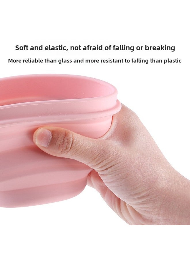 Food Grade Silicone Folding Bowl Portable Travel Retractable Noodle Bowl Baby Children Travel Outdoor Tableware Lunch Box-Specifications:Default Items-Color:✅500ml Green + 1000ml Green (free 2 Green Bear Folding Cups + 80% Off Stacked Forks And Spoons + 2 Cuffs - Image 5