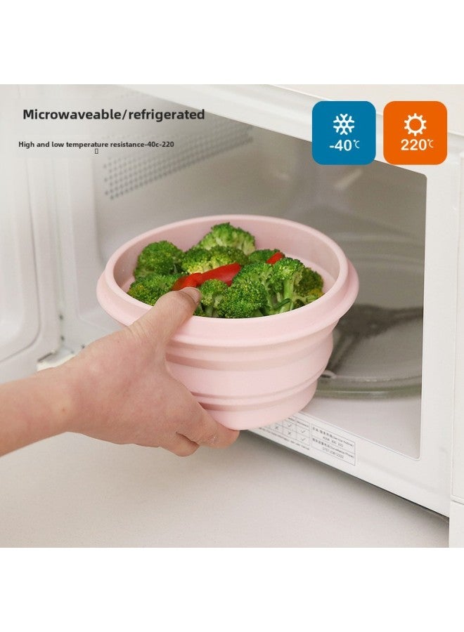 Food Grade Silicone Folding Bowl Portable Travel Retractable Noodle Bowl Baby Children Travel Outdoor Tableware Lunch Box-Specifications:Default Items-Color:✅500ml Green + 1000ml Green (free 2 Green Bear Folding Cups + 80% Off Stacked Forks And Spoons + 2 Cuffs - Image 4