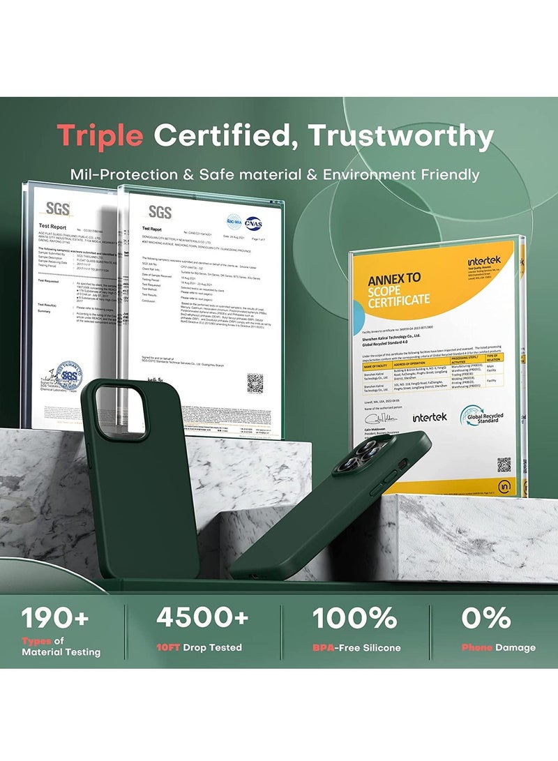 [5 in 1] for iPhone 14 pro max Case, with 2 Pack Screen Protector + 2 Pack Camera Lens Protector, Slim Liquid Silicone Phone Case 6.7 Inch, [Anti-Scratch] [Drop Protection], Alpine Green - Image 5