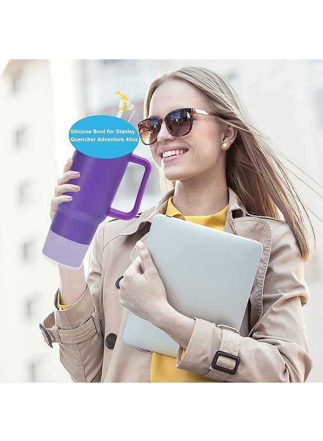 2 Pcs Protector Silicone Boot for Stanley, Water Cup Silicone Protective Bottom Cover Case, Reduces Noise Scratches Protective Cup Accessories (Grey+White) - Image 4