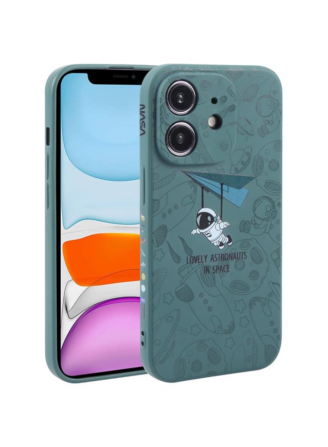 S-TOP Case For iPhone 11 Astronaut Pattern Silicone Straight Edge Phone Case - Image 1