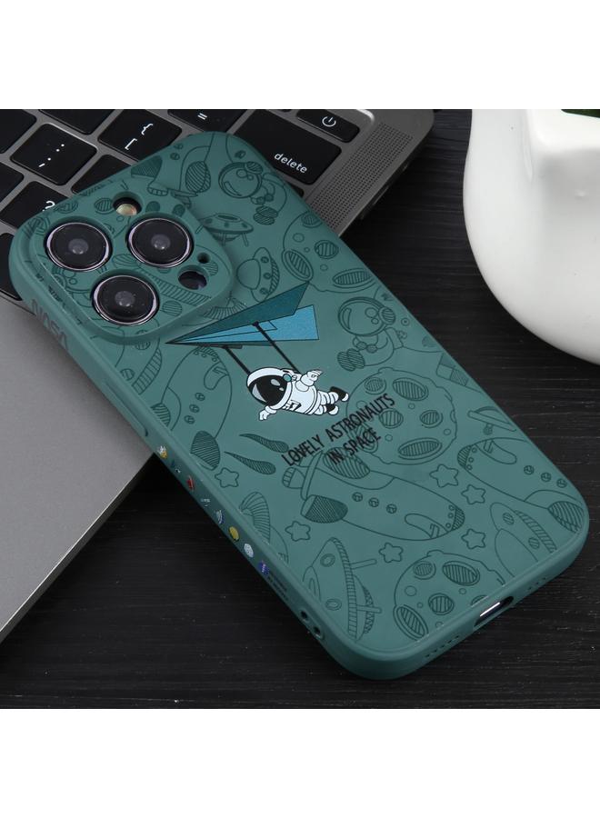 S-TOP Case For iPhone 11 Astronaut Pattern Silicone Straight Edge Phone Case - Image 2