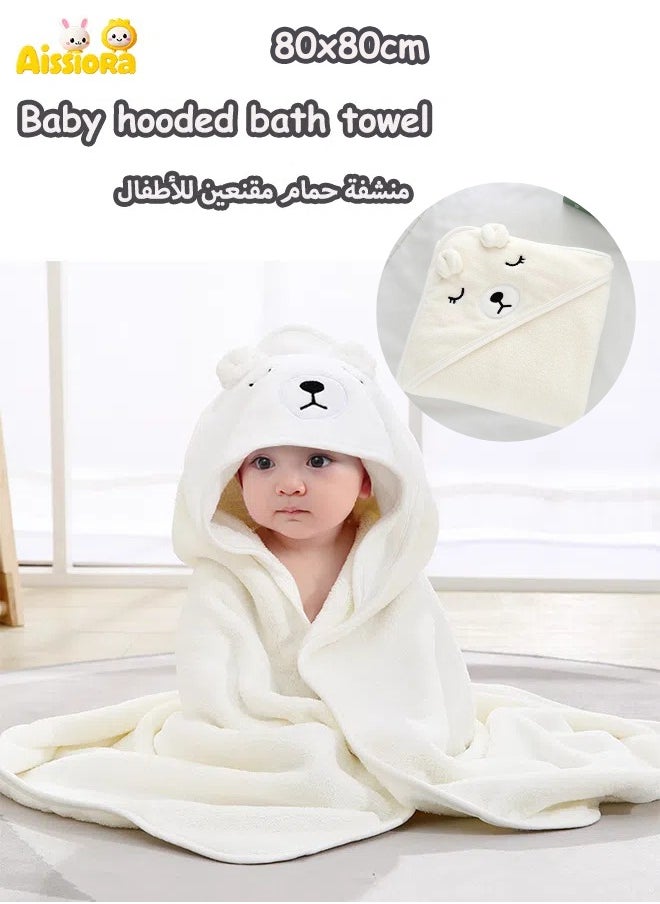 Aissiora Baby hooded bathrobe  Cartoon baby bath towel Baby hooded bath towel Baby bath towels  Coral fleece fabric Children's bath towels Soft and skin-friendly It is not easy to shed Quick drying  - Image 1