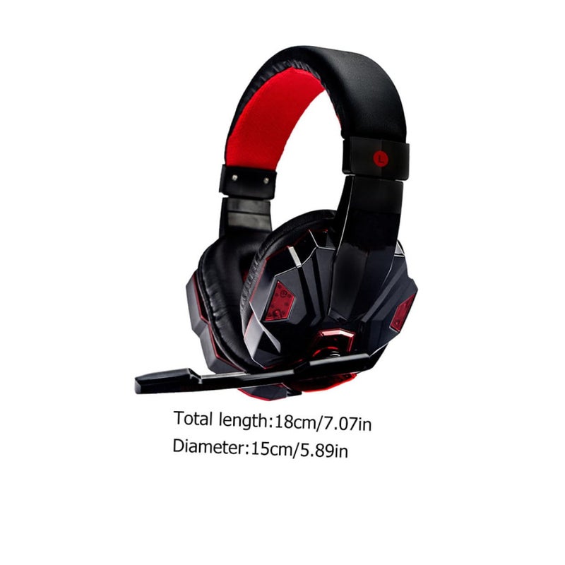 Gaming Headset Over Ear with Noise Canceling Mic Soft Ear Pad LED Light for PC Game Console - Image 3