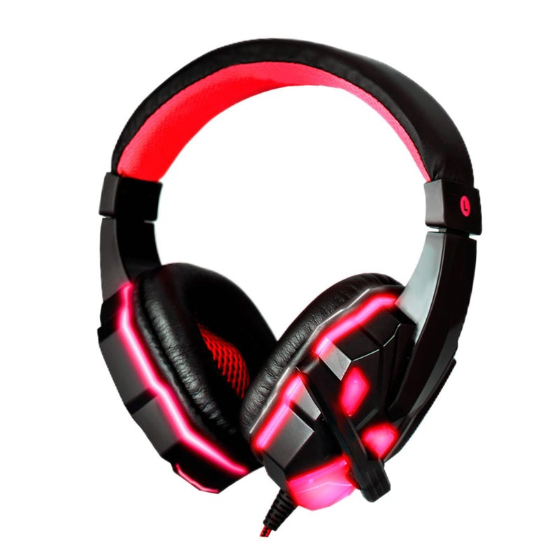 Gaming Headset Over Ear with Noise Canceling Mic Soft Ear Pad LED Light for PC Game Console - Image 2