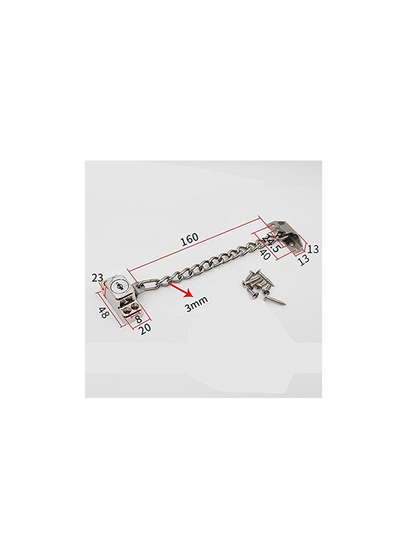 SYOSI - Stainless Steel Window Chain Lock Guard Door Restrictor Child Safety Security Chain Lock for Flat Open Windows Anti Theft Home Hardware Opening Restrictor Lock with Key - Image 1