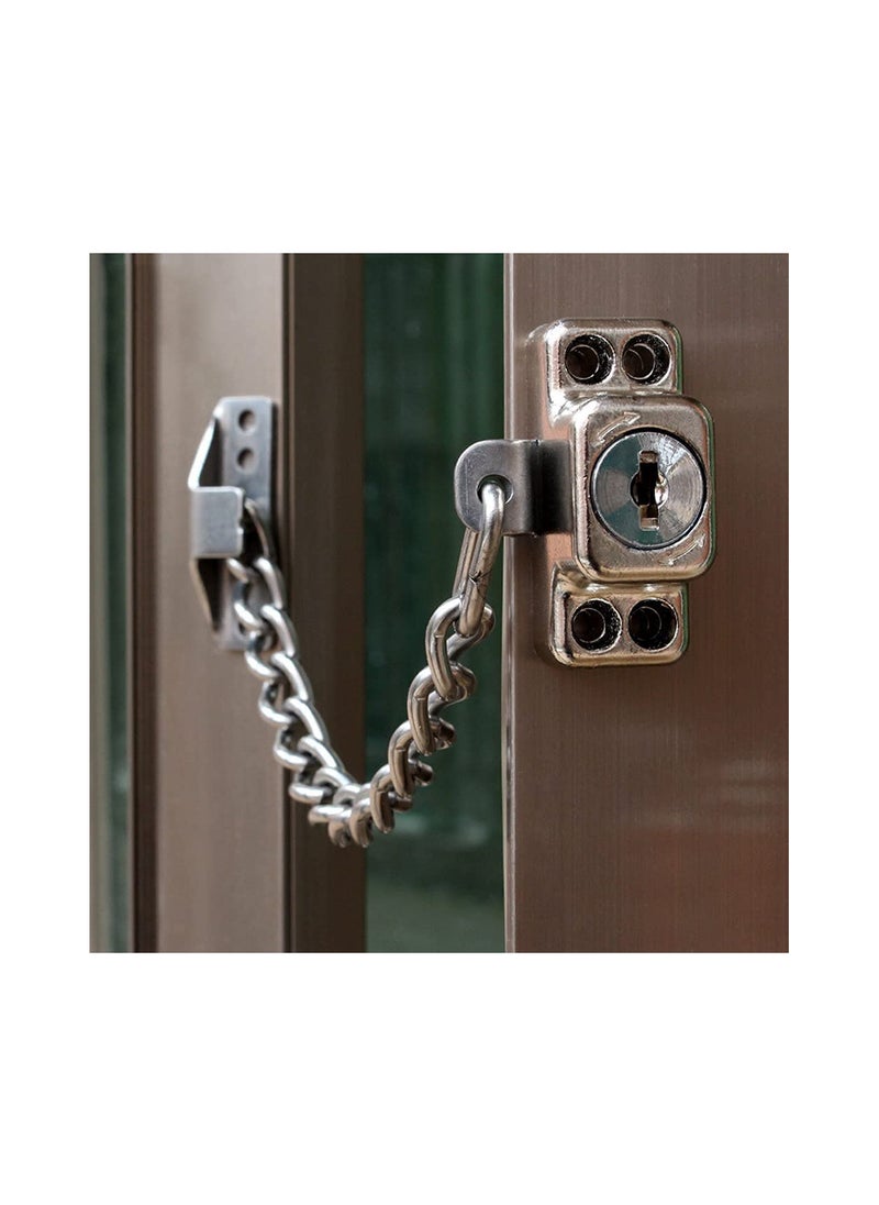 SYOSI - Stainless Steel Window Chain Lock Guard Door Restrictor Child Safety Security Chain Lock for Flat Open Windows Anti Theft Home Hardware Opening Restrictor Lock with Key - Image 1