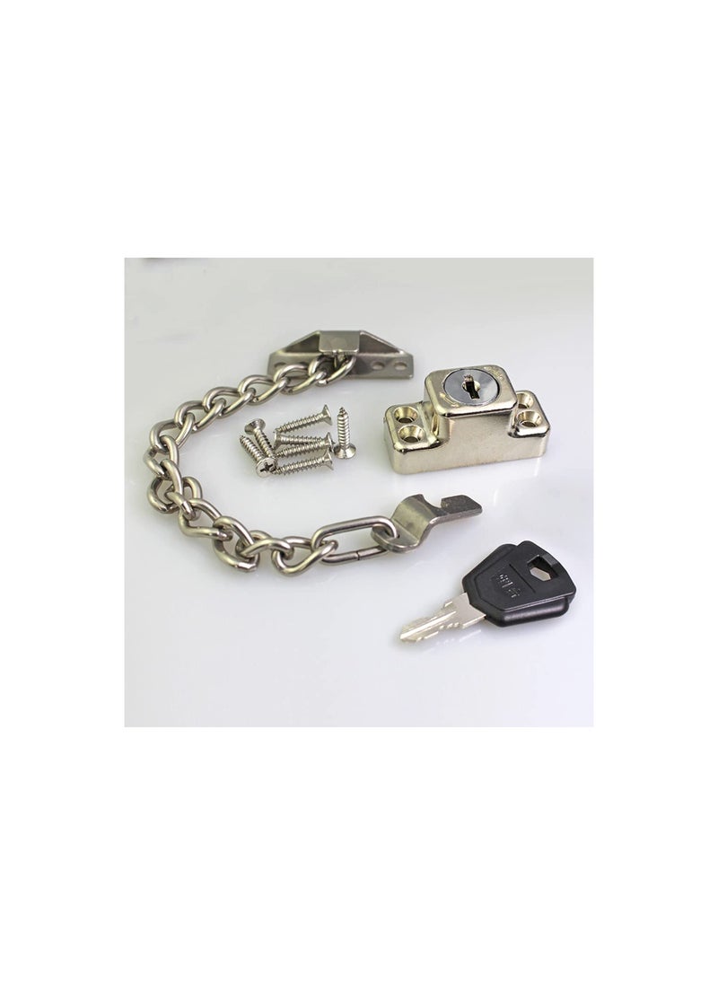 SYOSI - Stainless Steel Window Chain Lock Guard Door Restrictor Child Safety Security Chain Lock for Flat Open Windows Anti Theft Home Hardware Opening Restrictor Lock with Key - Image 1