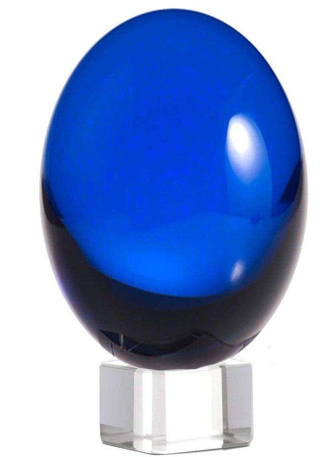 Amlong Crystal Meditation K9 Crystal Ball 3.25 inch (80mm) Diameter for Photography, Lensball, Decorative Ball with Free Crystal Stand and Gift Box, Blue - Image 1