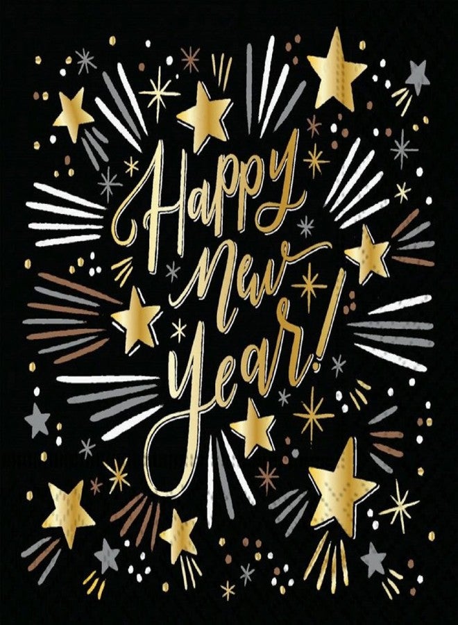 ديزاين ديزاين مناديل حفلات رأس السنة الجديدة - 32 منديلًا | عبوتان من 16 منديلًا للكوكتيل | تصميم متألق للعام الجديد 5 بوصات × 5 بوصات، متعدد الألوان - Image 2