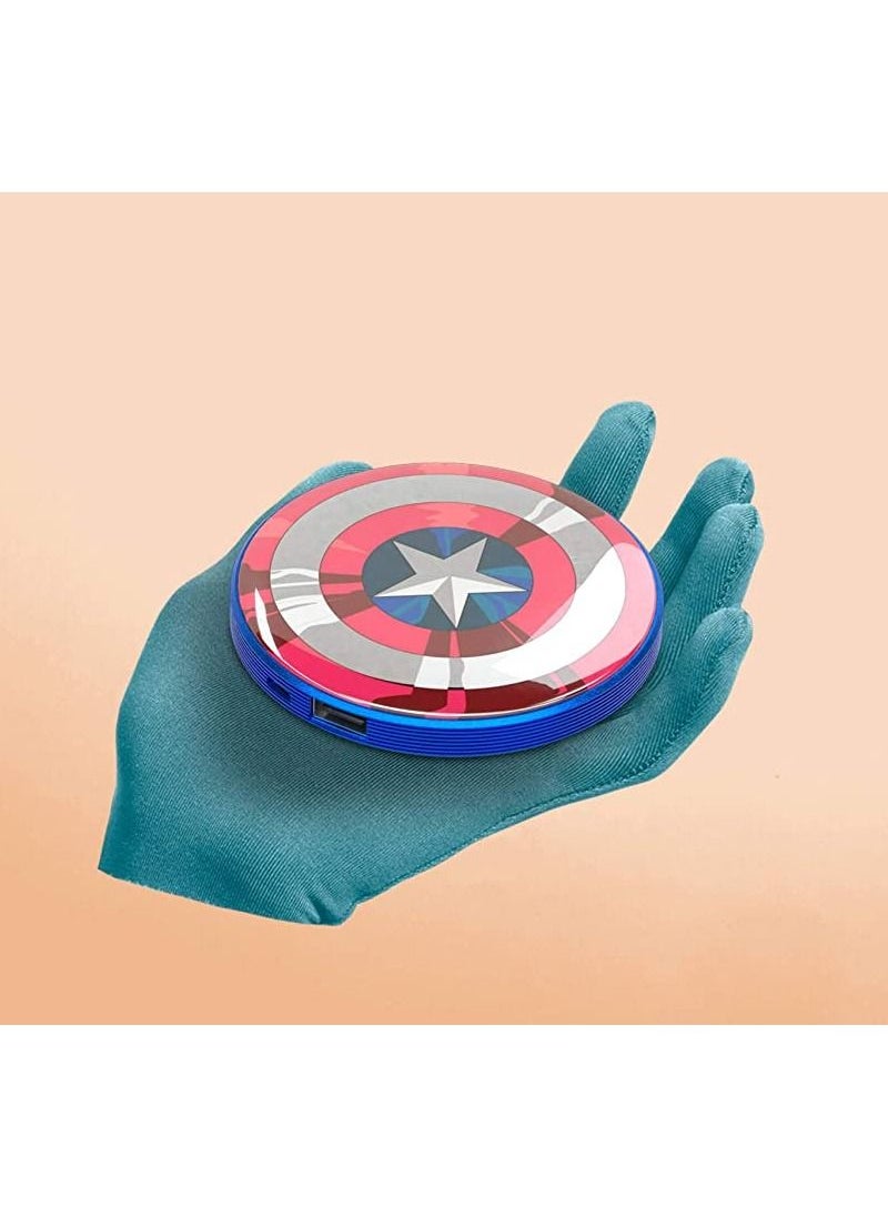 Marvel Captain America Shield Power Bank Portable Stripe Design Charges Smartphones and Tablets Officially Licensed Product  4000mAh Capacity  LED Indicator Light