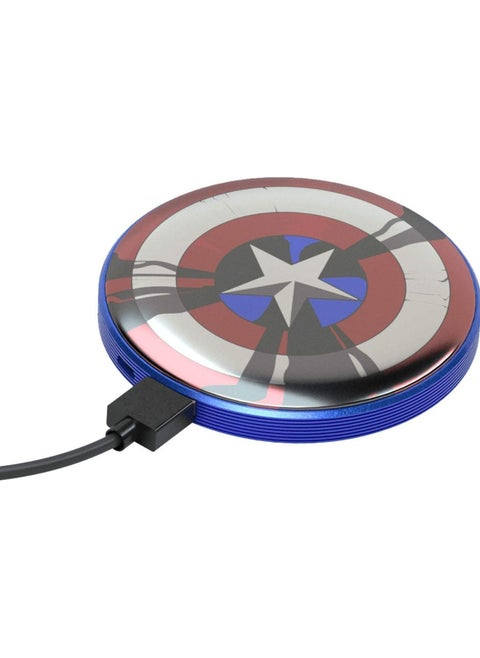 Marvel Captain America Shield Power Bank Portable Stripe Design Charges Smartphones and Tablets Officially Licensed Product  4000mAh Capacity  LED Indicator Light