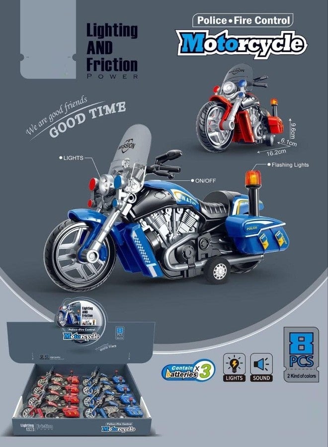 TONIRY Police Motorcycle Toy - Pull Back Motorcycle Toys, Tiny Gift with Music Lighting, Latte Motorcycles Toy for Kids Boys Age 3-8 Year Old [Multicolor] (Police Bike-Blue) - Image 2