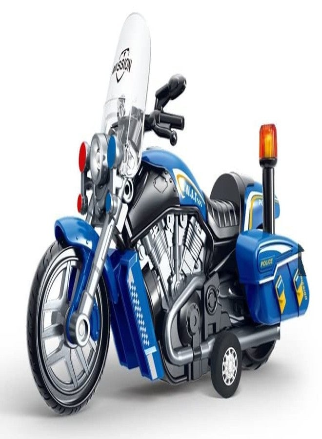TONIRY Police Motorcycle Toy - Pull Back Motorcycle Toys, Tiny Gift with Music Lighting, Latte Motorcycles Toy for Kids Boys Age 3-8 Year Old [Multicolor] (Police Bike-Blue) - Image 1