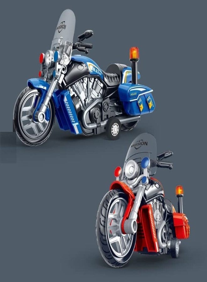 TONIRY Police Motorcycle Toy - Pull Back Motorcycle Toys, Tiny Gift with Music Lighting, Latte Motorcycles Toy for Kids Boys Age 3-8 Year Old [Multicolor] (Police Bike-Blue) - Image 3