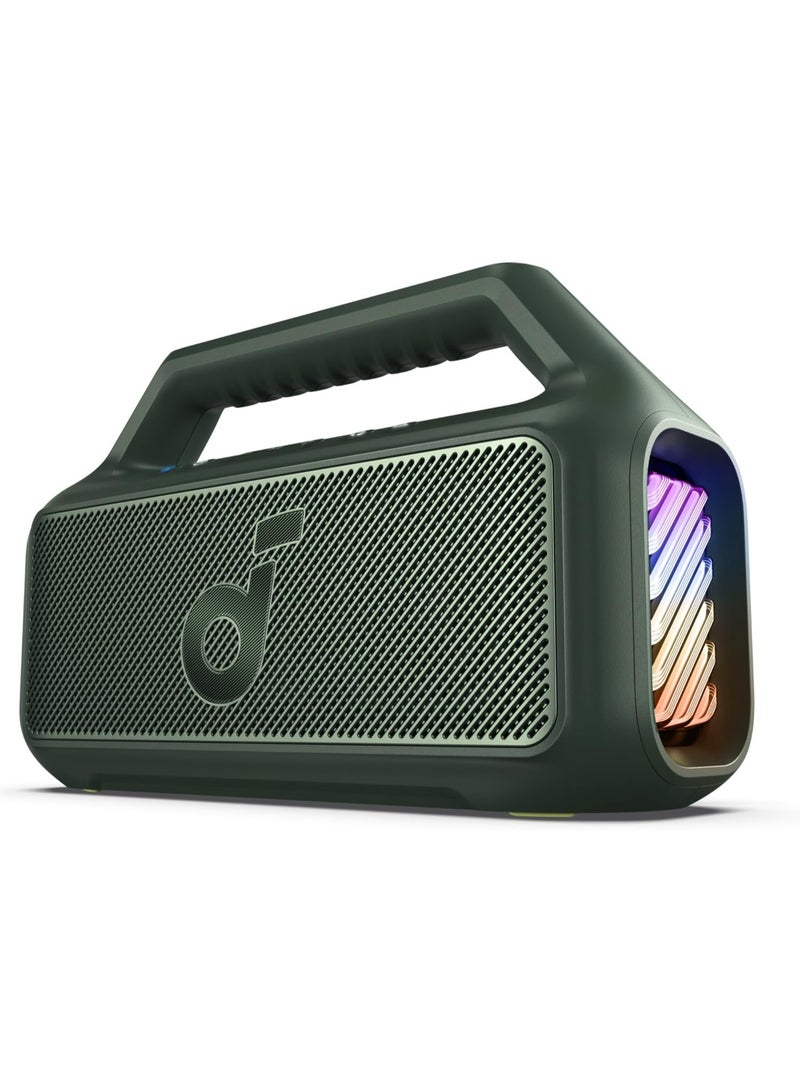 Soundcore Boom 2 by Anker, Outdoor Speaker, 80W, Subwoofer, BassUp 2.0, 24H Playtime, IPX7 Waterproof, Floatable, RGB Lights, USB-C, Custom EQ, Bluetooth 5.3, Portable for Camping and Beach - Green - Image 1