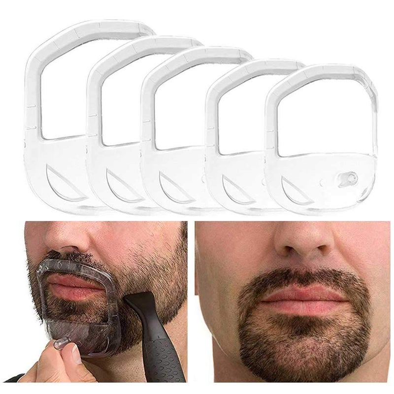 RIMOL Beard Shaper Goatee Mustache Grooming Tool Face Hair Styling Template for Man - Transparent - 5 PCS/Set (Transparent) - Image 1
