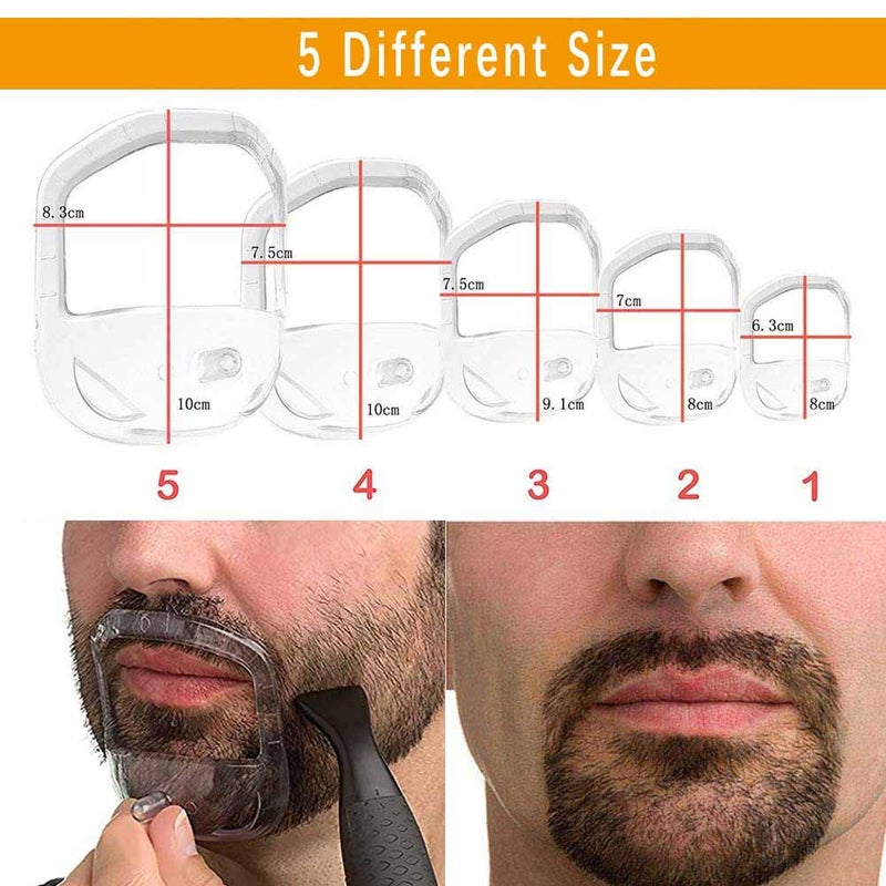 RIMOL Beard Shaper Goatee Mustache Grooming Tool Face Hair Styling Template for Man - Transparent - 5 PCS/Set (Transparent) - Image 5