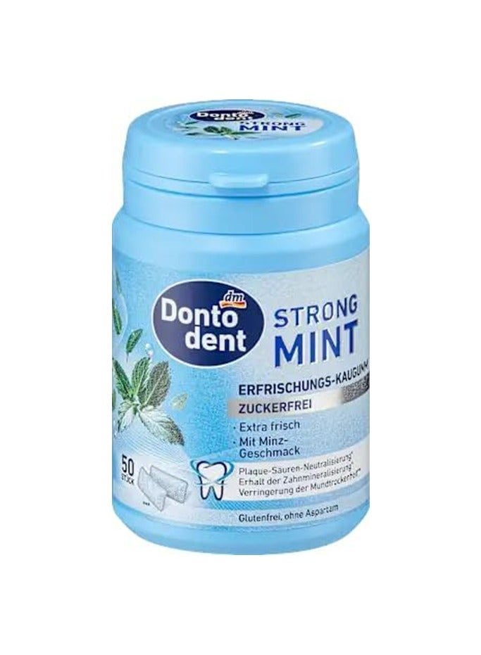 DM Dontodent Strong Mint Gum, Sugar-Free, 50 Pieces - Image 1