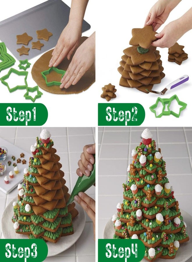 KAISHANE 10pcs 3D Christmas Tree Cookie Cutter Set-Star Cookie Cutters XMAS Decoration fondant donut Cookie cutters kit for Christmas Tree gift cookie tower - Image 4