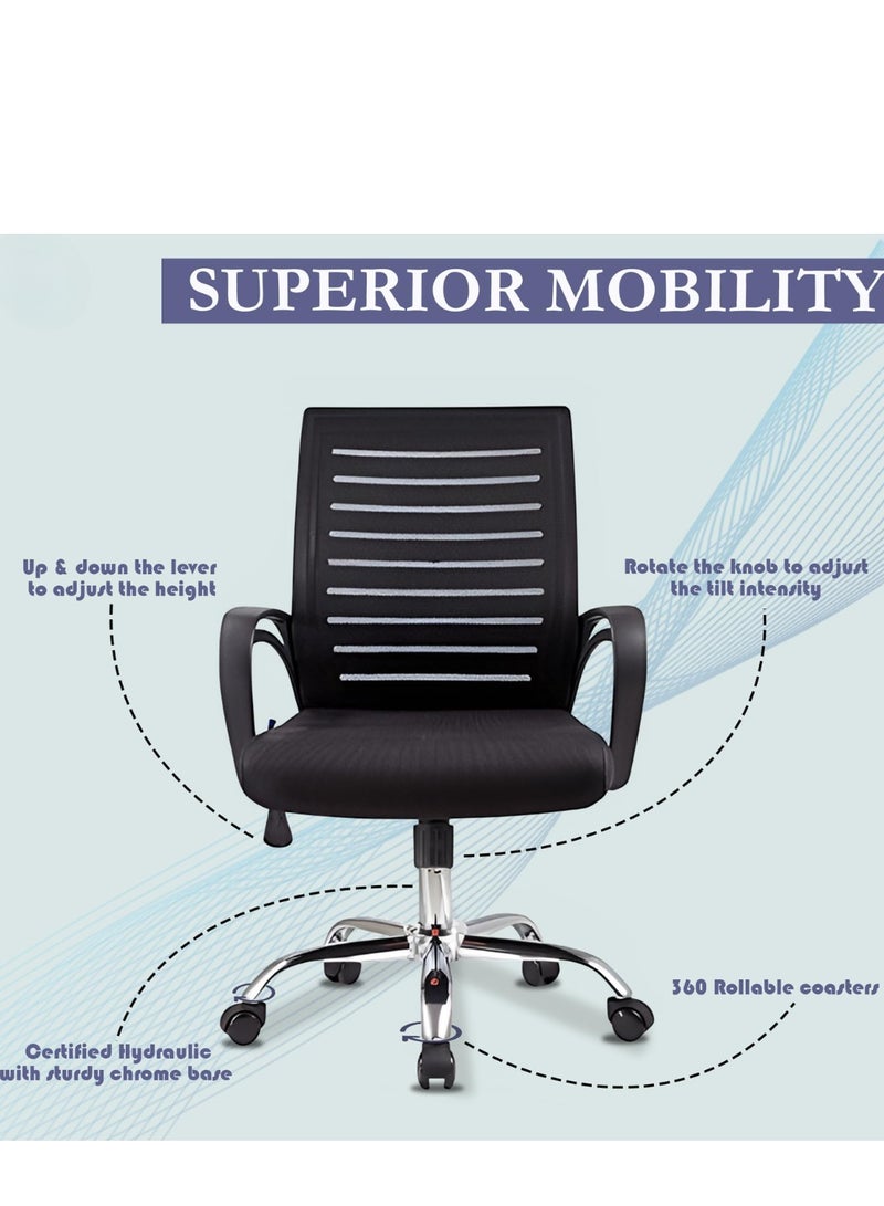 Wooden Twist Ergonomic Breathable Mesh Back Office Chair with 360° Swivel Height Adjustable Lever, Rocking Tilt Lock and Thick Cushion Seat  - Image 2