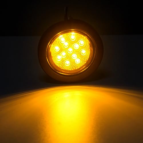 Konrali 2.5" Round LED Marker Lights 13 LEDs w/Reflectors, 10 Amber + 10 Red 2 1/2" Round LED Trailer Marker Lights Truck RV Side Clearance Marker Lights Sealed Flush Grommets Mount w/2 Prong Wire Pigtails - Image 5