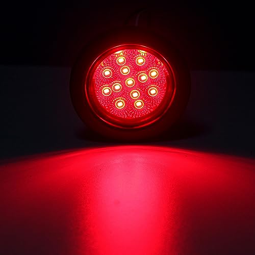 Konrali 2.5" Round LED Marker Lights 13 LEDs w/Reflectors, 10 Amber + 10 Red 2 1/2" Round LED Trailer Marker Lights Truck RV Side Clearance Marker Lights Sealed Flush Grommets Mount w/2 Prong Wire Pigtails - Image 4