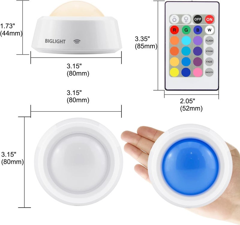 BIGLIGHT Battery Operated Closet Lights with RGB, Wireless Tap Light, LED Puck Lights, Remote Controlled Color Changing, Stick on Voice Level Lights for Classroom， 4 Pack - Image 5