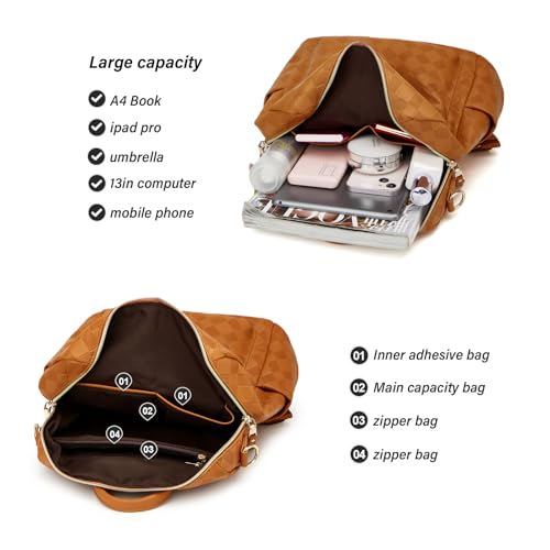Makes Backpack Purse for Women PU Leather Travel Satchel Handbag Convertible Design Bag with Purse 2 Piece - Image 5