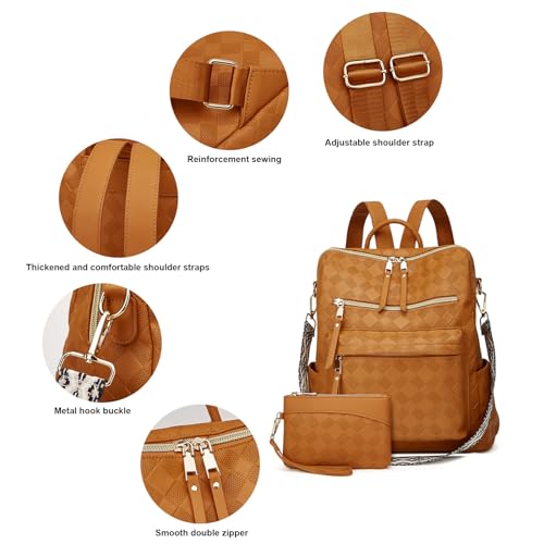 Makes Backpack Purse for Women PU Leather Travel Satchel Handbag Convertible Design Bag with Purse 2 Piece - Image 3