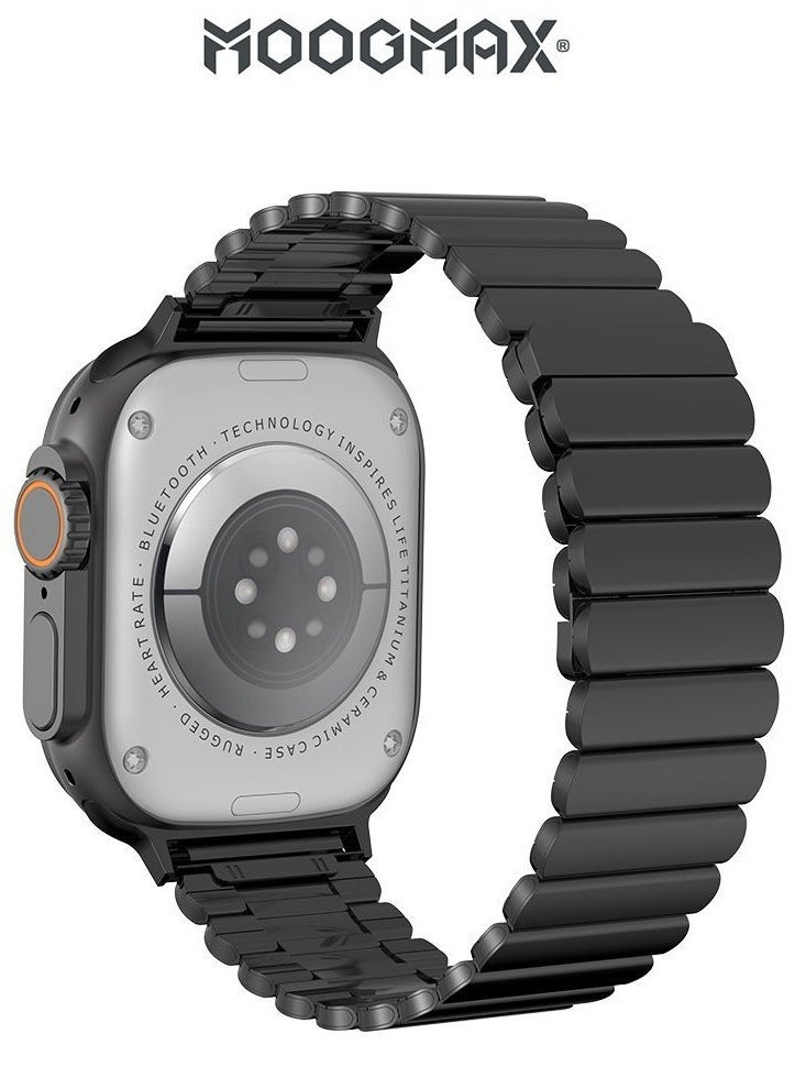 MOOGMAX - MoogMax (2nd Gen) ultra watch. IPX6 Water-resistant watch ultra. Smart touch watch with gesture-based call answering & answering from the watch using the built-in mic. smart watch ultra with a watch mobile app. Smart sports watch with all fitness measurements. smartwatch with wireless charging. Black - Image 1