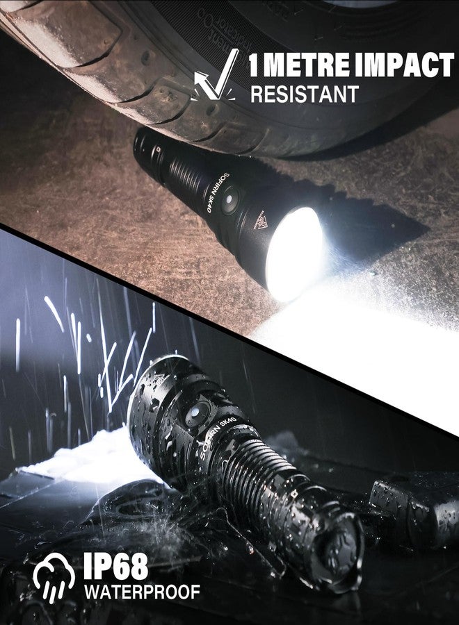 sofirn SK40 Tactical Flashlight 3200 Lumens, Rechargeable EDC Flashlight with 580 Meters Long Throw, Dual Switches LED Flash Light Spotlight for Camping Hiking Hunting Searching - Image 5