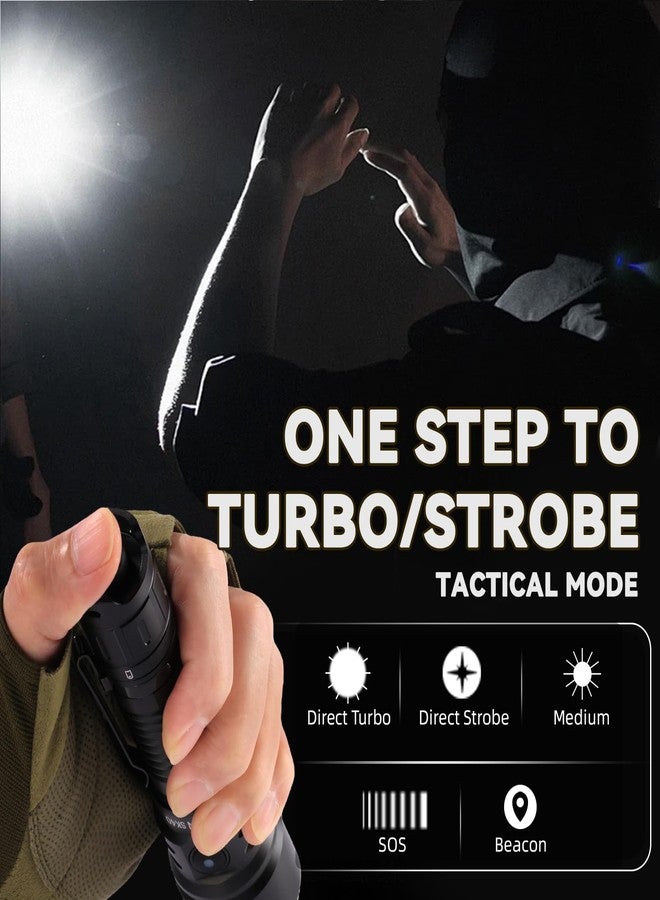 sofirn SK40 Tactical Flashlight 3200 Lumens, Rechargeable EDC Flashlight with 580 Meters Long Throw, Dual Switches LED Flash Light Spotlight for Camping Hiking Hunting Searching - Image 2