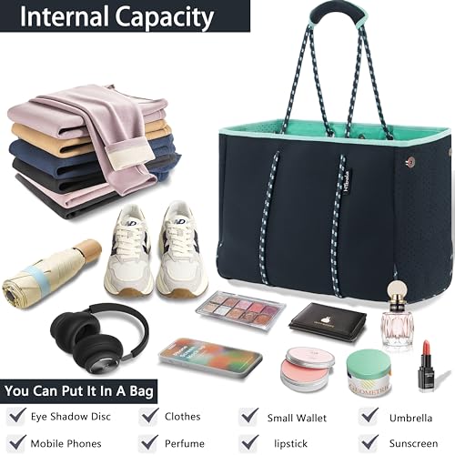 Hibala Neoprene Multipurpose Beach Bag,Gym/Travel/Pool Bag,Tote For Women&Men (Grey) - Image 2